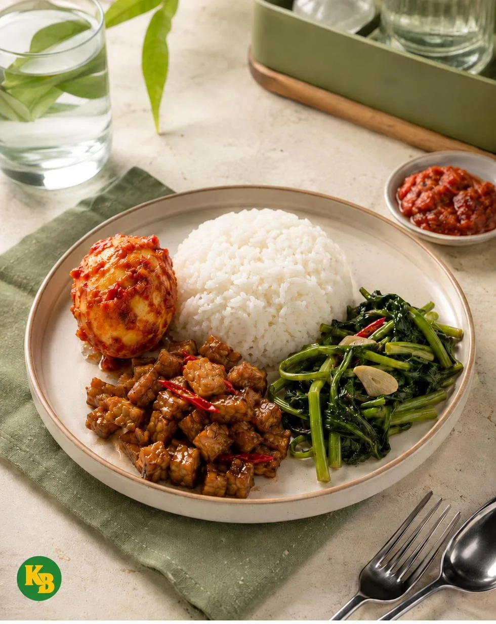 Ayam goreng kremes lengkap dengan sayur asem dan sambal